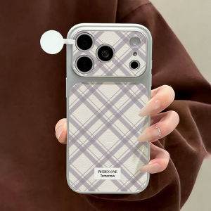 Checkered Grid Lychee Leather Phone Case For iPhone 17 Pro Max 16 13 15 11 12 14 17promax Shockproof Bumper Fundas Cover