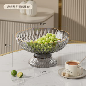 Crystal Fruit Tray High Leg Draining Living Room Coffee Table Luxury Placement Plate New 2025 Snack Display Tray Eco-Friendly PET