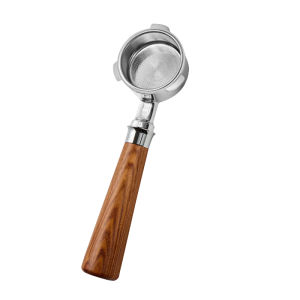 Portafilter Tanpa Dasar Espresso Premium 51MM Solid Rosewood Handle Stainless Steel Basket