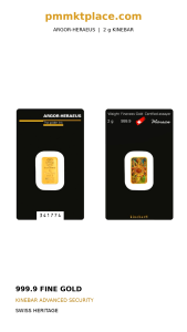 2g Argor Heraeus Gold Kinebar (2 gram Fine 999.9 Swiss Gold Bar) - pmmktplace