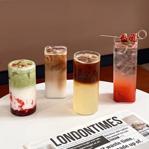 Cốc Thủy Tinh Vuông Trong Suốt Dùng Để Uống Cà Phê Đồ Uống Lạnh Sữa Trà Trái Cây Cốc Đựng Thức Ăn Sáng Cho Nhà Hàng Nhà Hàng Đồ Dùng Gia Đình