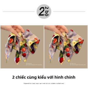 NING ZHOU | Phụ Kiện Tóc Khăn Vuông Phong Cách Tranh Dầu Cổ Điển
