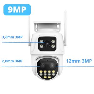 Camera IP PTZ Ba Ống Kính 9MP Giám Sát An Ninh Ngoài Trời WiFi Với Tính Năng Phát Hiện Hình Người Bằng AI Và Theo Dõi Tự Động iCsee CCTV