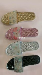 SandSo - 1701 Flower PTY Sandals Wanita Karet Rubber Jelly Slip On Slipper Flip Flop Flipper Flat Teplek Slop Selop Slide Sandal Perempuan Sendal Sol Sole Mule Waterproof Empuk Lentur Casual Kasual Rumah Kamar Mandi Kantor Pantai Anti Air Licin Cewe Cewek