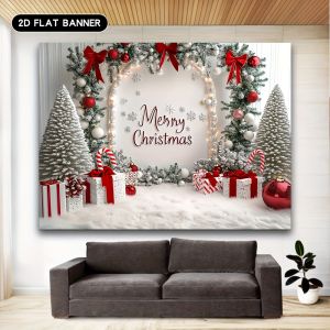 VIKAMA Christmas Tapestry Machine Washable Pine Branch Snowflake Print Wall Tapestry Living Room Bedroom Background Wall Decor