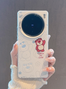 Ins Style Fresh Cartoon Bear Strawberry Bear Silicone Protective Phone Case for Vivox100 X80pro New Design High-End Feel X90s Trendy Bear