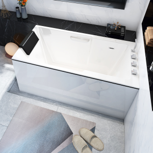 Acrylic Bathtub Deep Soak Independent Miniature Home Use Japanese Style Mini Sitting Integrated Bathtub Double Skirt Left