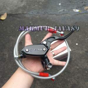 PAKET MASTER REM KANAN MODEL RCB OVAL ATAU KOTAK PLUS SELANG REM UK 95CM BUAT SEMUA JENIS MOTOR UNIVERSAL