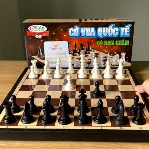 [Tặng 2 Hậu] Bộ Cờ Vua Trắng Đen Size Lớn Có Nam Châm Loại Cao Cấp Đồ Chơi Trí Tuệ Thể Thao Boardgame Cờ Quốc Tế Trẻ Em