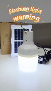 Solar LED Bulb 2PCS with Solar Panel Rechargeable 3‑Gear Dimming USB Charging Emergency Light for Camping Night Market Indoor Outdoor