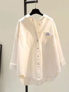 Áo Sơ Mi Dài Tay Cotton Nguyên Chất Cho Nữ Mùa Xuân Thu Mới Thiết Kế Cao Cấp Đơn Giản Rộng Rãi Thường Ngày Áo Khoác Ngoài