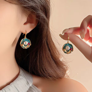 Monet Oil Painting Style Baroque Pearl Earrings Womens New 2025 Luxury Sensation Small Luxury High-End Feeling Ear Jewelry
