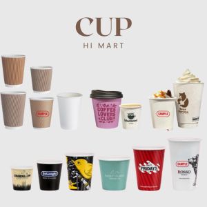Hi Mart - 8ozs Paper Cup Paint Cup Event Party Disposable Hot and Cold Drink with printing Random Colour Design
