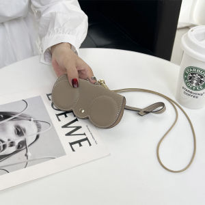 Portable Neck Strap Genuine Leather Sunglasses Storage Case Womens Protective Eyeglass Holder Cord Prescription Glasses Case