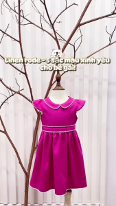Váy Bé Gái Tamiuy Linen Tay Cánh Tiên Rode Cổ & Eo (10-25 kg)