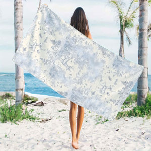 Blue Deer Toile Quick Drying Microfiber Beach Towel Lightweight for Swimming Camping Yoga - Bath Towel