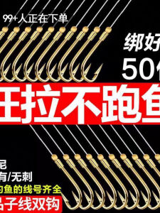 Double Hook Golden Sleeve Fish Hook Set Baitcasting Fishing Hooks Ready to Use Fishing Gear Complete Set from China for Sale