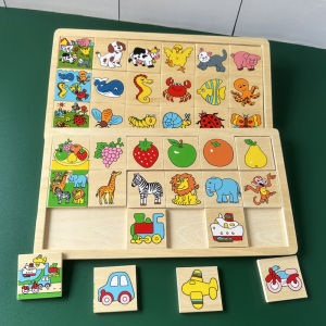 3D Wooden Puzzle Toy for Toddlers And Kids Fruits Animals Transportation Cognitive Boys Girls Hand Grabbing Educational Toy