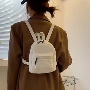 Tas Ransel Mini Bulu Wanita Bag Sekolah Kecil Remaja Fashion Kuliah Lucu Aesthetic Korea