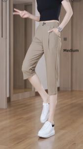 Ice Silk Quick Dry Harem Pants Womens Summer New Simple Casual Elastic High Waist Versatile Seven-Quarter Length Pants