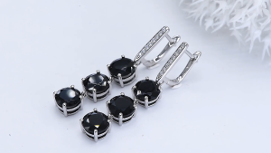 Lohaspie Jewelry Genuine 13.6 Carats Solid Sterling Silver 925 Stud Earring Original Natural Black Spinel Sky Blue Topaz Earring Gemstone Earrings Silver Topaz Earring For Women