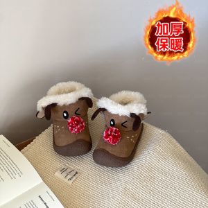 Giày Bông Bé Gái Bốt Đi Tuyết Giữ Ấm Lót Lông Giày Tập Đi Bé Gái Mẫu Mùa Đông Giáng Sinh Giày Tập Đi Bé Gái Giày Bông Nam