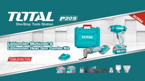 TOTAL Li-ion Cordless Combo Kit With Multi-Tool & Heat Gun (20V) + Battery (2 Pcs) + Case P20S TOSLI230705