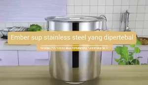 Panci Besar Stainless Steel 304 - Kapasitas 12L/21L/34L/50L Tebal & Anti Lengket Cocok untuk Usaha Catering/Rumah Tangga