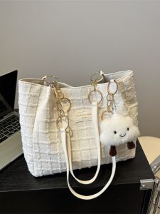 Summer Large Capacity Fashionable Womens Tote Bag Commuter Single Shoulder Bag Simple High-End Style Soft Canvas Handbag