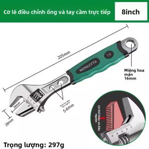 MONLEYTA | Móc khóa đa năng cường độ cao 12 inch công cụ vệ sinh nhà tắm bằng thép hợp kim Cr-V tiêu chuẩn quốc gia