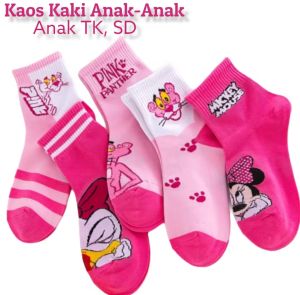 3 pasang kaos kaki anak TK & SD panjang motif karakter lucu perempuan