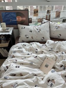Bộ Đồ Chăn Ga Gối Hình Gấu Bông Đáng Yêu