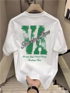 Áo Thun Cotton Phong Cách Mỹ Dành Cho Nam Mùa Hè Cổ Tròn in Chữ Tay Ngắn Dáng Ôm Thường Ngày