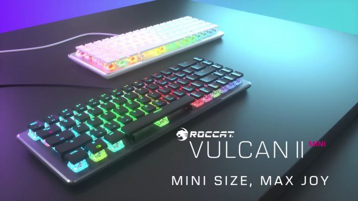  Roccat Vulcan II Mini–65% Optical PC Gaming Keyboard with  Customizable RGB Illumination, Detachable Cable, Button Duplicator,  On-board profiles, Aluminum Plate, 100 million Keystroke Durability -Black  : Video Games
