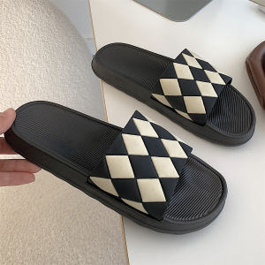 Casual Indoor Home Anti-Slip Summer New Fashionable Soft Bottom Slippers Womens Home Cotton Slippers Korean Style PVC Material