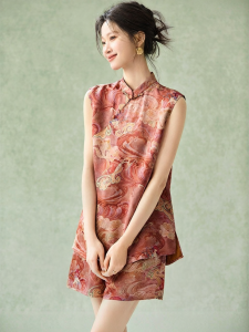 MOHANYIMEI | Lucky Auspicious Deer Chinese Style Sleeve Connected Shirt and Shorts Set