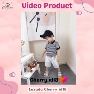 (6Bln-3thn) COD Setelan Baju Anak Cowok / Pakaian Lengan Pendek Anak Cowok Motif Garis-Garis SB23