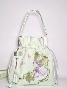 กระเป๋าถือปักลายสไตล์จีนโบราณ กระเป๋าสะพายไหล่ข้างเดียว กระเป๋าสะพายข้างฤดูร้อน กระเป๋าถือผ้าฝ้ายลูกไม้สีสันสดใส กระเป๋าสะพายข้างแบบอเนกประสงค์