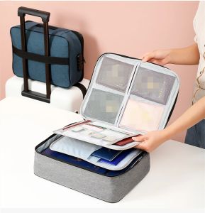 ขนาดใหญ่ความจุ Multi-Layer เอกสารตั๋วเก็บกระเป๋าล็อคใบรับรองแฟ้ม Organizer Case Home Travel Passport Briefcase