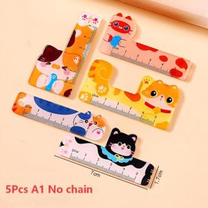 EELHOE | 5Pcs 5cm Cartoon Animal Mini Plastic Rule Portable Bookmark Straight Ruler Pocket Measuring Tool Stationery Drawing Supplies