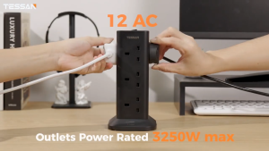 2 M Tower Extension Socket With Wireless Charging And Usb And Type C Fast Charge Power Socket Extension Plug