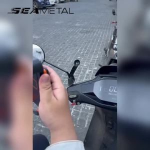 SEAMETAL Universal Bike Phone Holder 360° Rotatable Side Safety Lock Bottom Hook Design Damping Durable Motorcycle Phone Mount