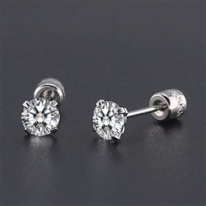 1 Pair Titanium Stainless Diamond Earrings for Men / Women