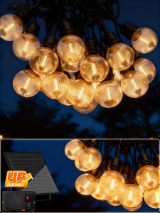 MODIไฟห้อยระย้าโซล่าเซลล์ ไฟลูกแก้ว ไฟปิงปอง สายไฟห้อยระย้า ยาว10เมตร20หลอด แสงเหลืองสว่างค้าง ไฟปิงปองแต่งสวน ปีใหม่ คริสมาส ปาร์ตี้ christmas light