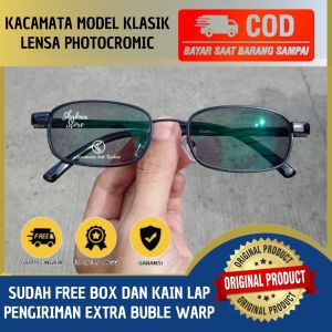 TERLARIS Kacamata Minus Optik Asli Ori Photocromic Pria Wanita Frame Oval Kecil