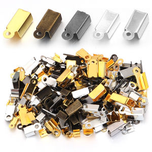 200pcs/lot Leather Cord End Caps String Ribbon Cove Clasps Clip Tip Fold Crimp Bead Connectors For Jewelry Making DIY Supplies