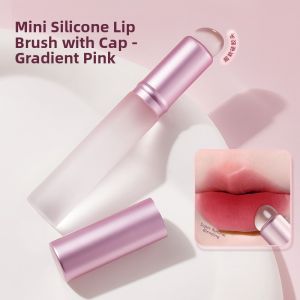 Portable Silicone Lip Brush with Lid Dustproof Lip Balm Concealer Diffusion Makeup Multi Functional Lipstick round Head Brush