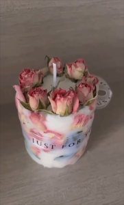 Sustainable Valentines Day Dried Flower Candle – Aromatherapy Self-Care Meditation & Cozy Mood Candle Gift for Him or Her | Rose Garden Colour | Arrives Before Feb 14
