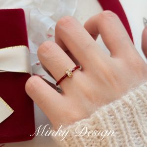 Red Open Ring for Women Unique Design Luxury Minimalist Fashion Jewelry  out Celebrity Non-Same as Minky Hand Accessory