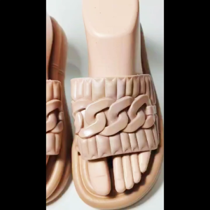 Sandal Jelly Slop Wedgess motif Renda Rantai LCR 1247-1 36-41